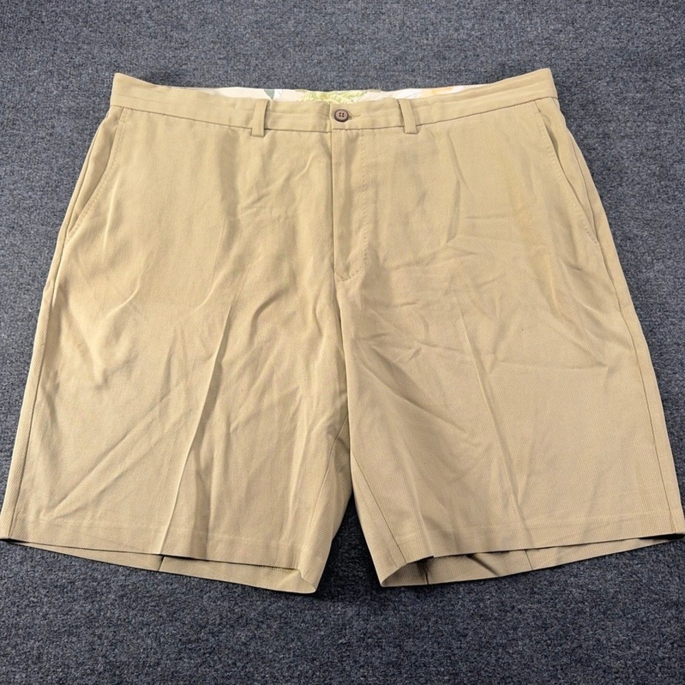Tommy Bahama Mens 40 Silk Cotton Flat Front Khaki Chino Shorts 9 Inseam